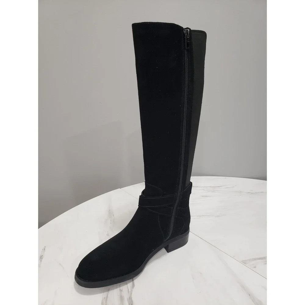 NEW NO BOX SIZE 7 Coach Leather Boots Essex Suede Saddle Stretch Tall Riding - Picture 4 of 7